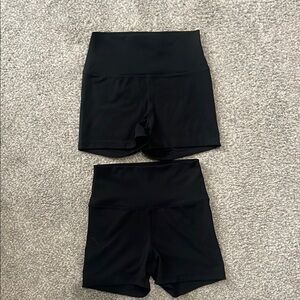 2 Pairs Black High-Waisted Bike/Yoga Shorts